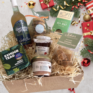 A selection of the west countries finest foods and drinks, careful packaged into our Johns branded hamper box