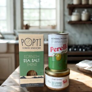 Gift Bag for Him, a great selection of savoury favourites including Perello Gordall Olives, Carb Terrine and Popti crackers