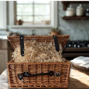 Johns Wicker Hamper- filled with wood wool. Create your own hamper and fill with unique gifts. Or select one of our hand picked hampers for a effortless gift whatever the occassion
