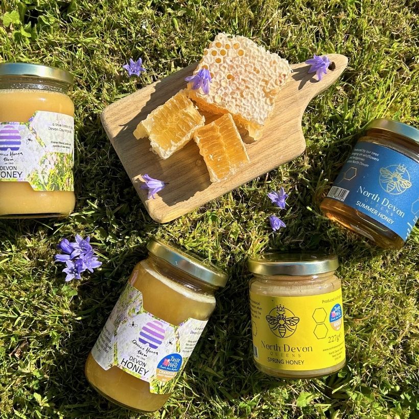 North Devon local honey from our deli farm shop in Instow and Appledore. Honeycomb, set and clear