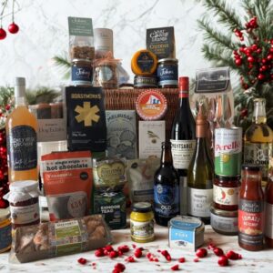 Luxury Large Hamper filled with local & artsian treats. Roastworks coffee, Truckle cheeses, Sams ciders, Exmoor tea and other treats