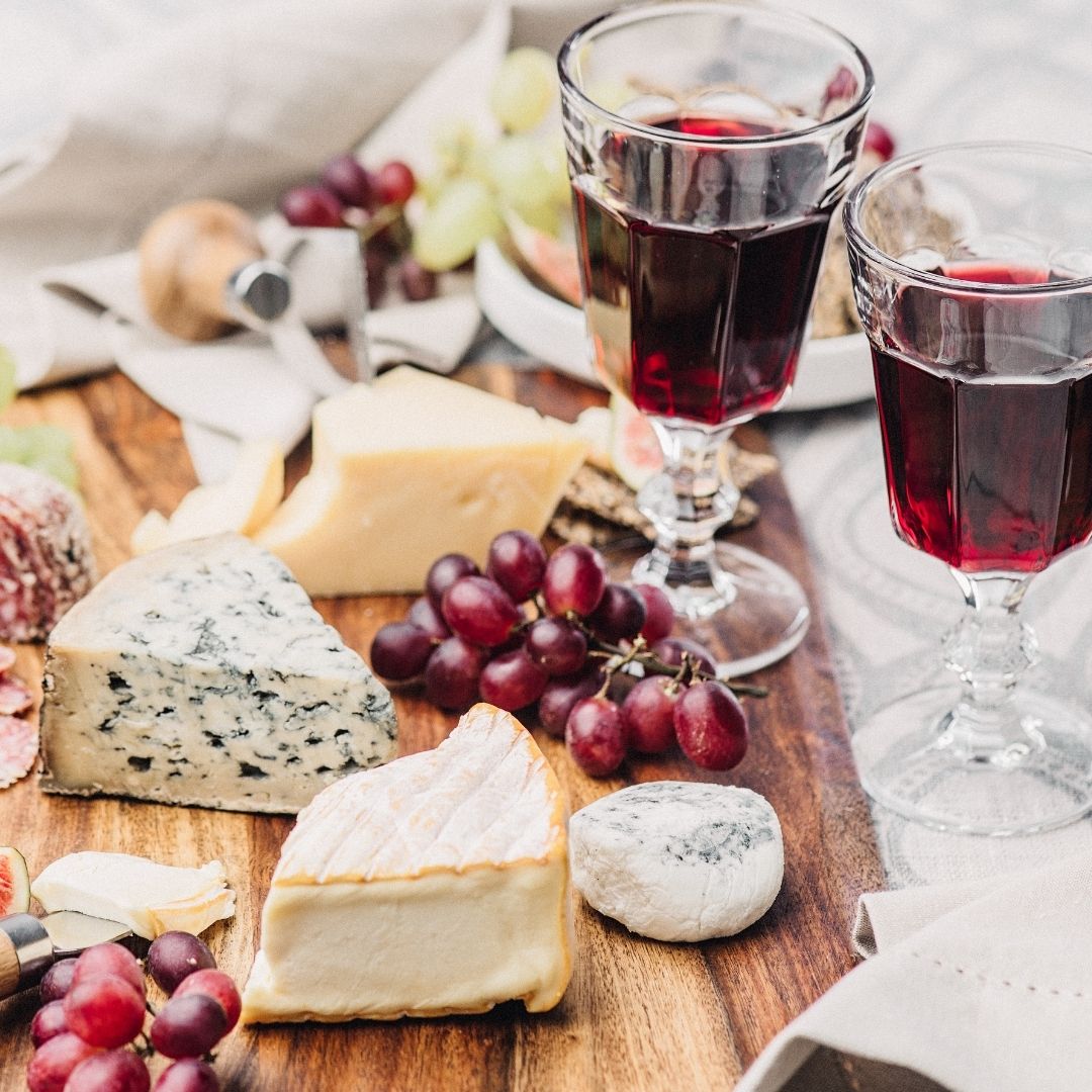 Johns Ultimate Cheeseboard selection of hard, blue and soft cheese with perfect pairings
