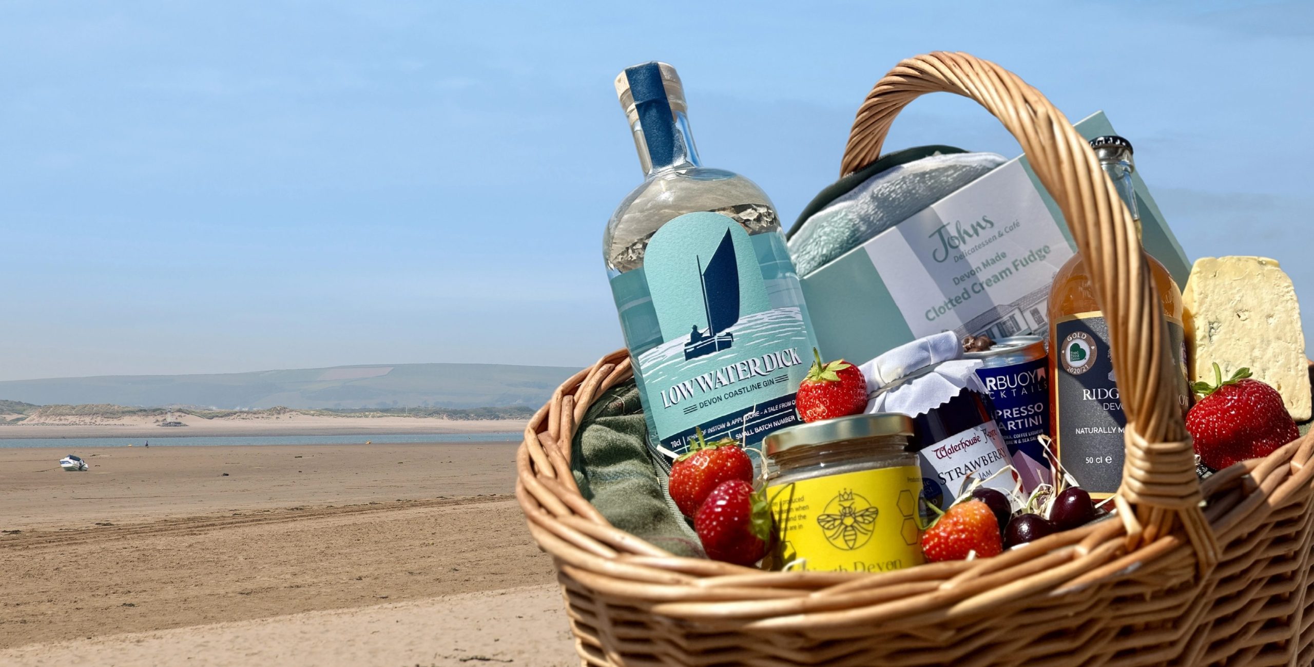 hamper on beach