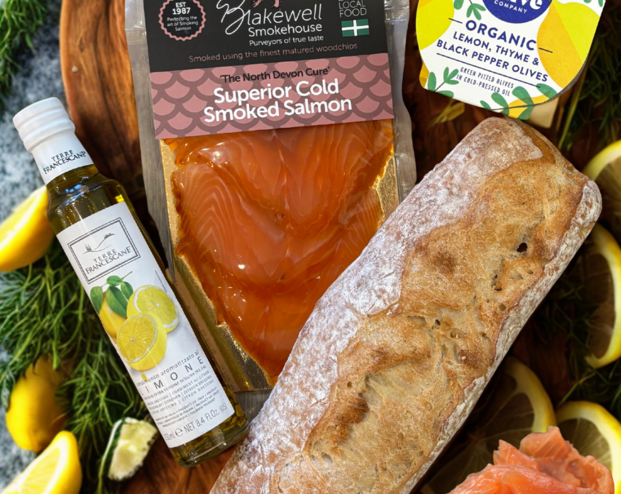 Blakewell Smoked Salmon, Fresh Bread, Lemon oil - fresh local ingredients at Johns