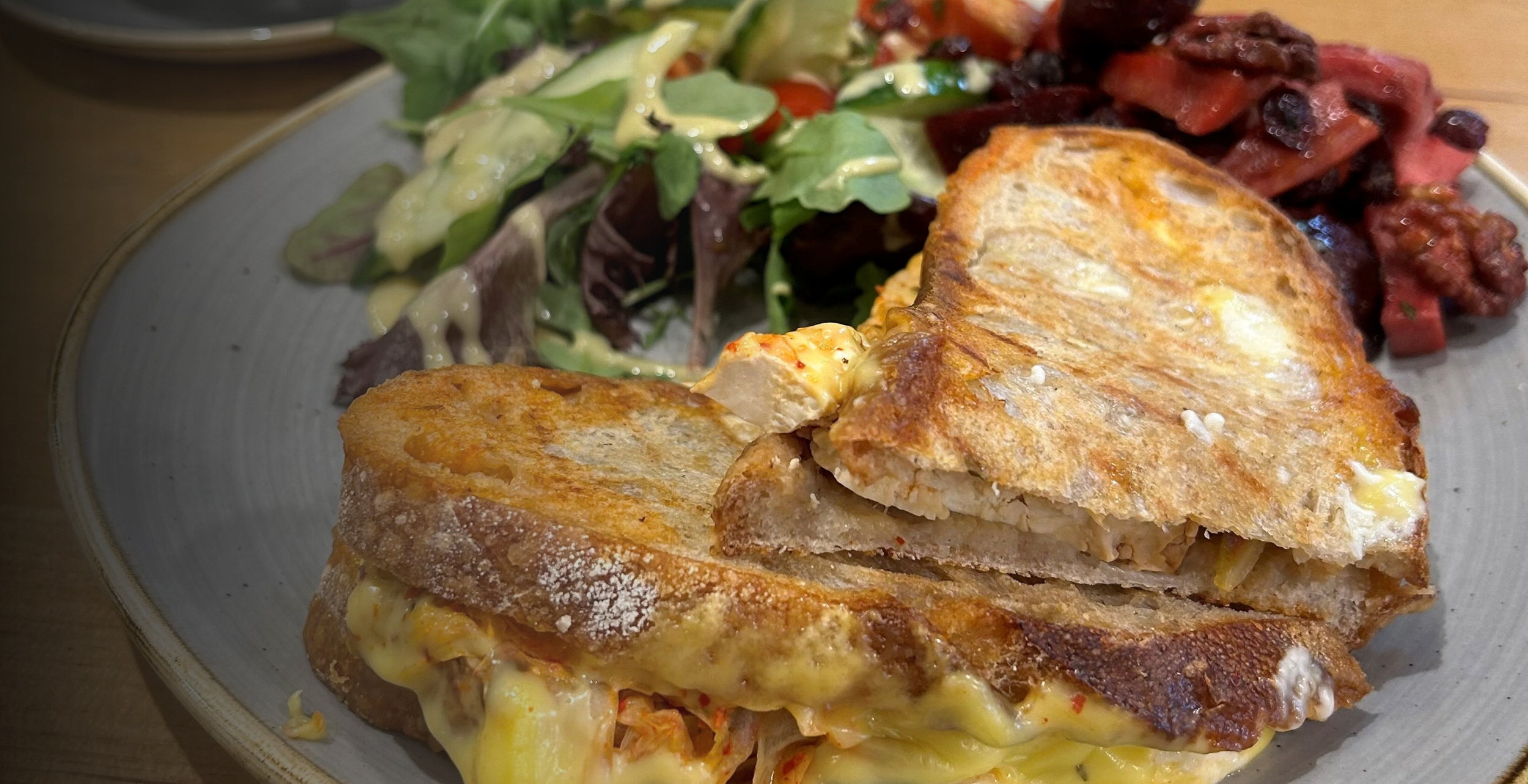 Sourdough Cheese Toastie with salad