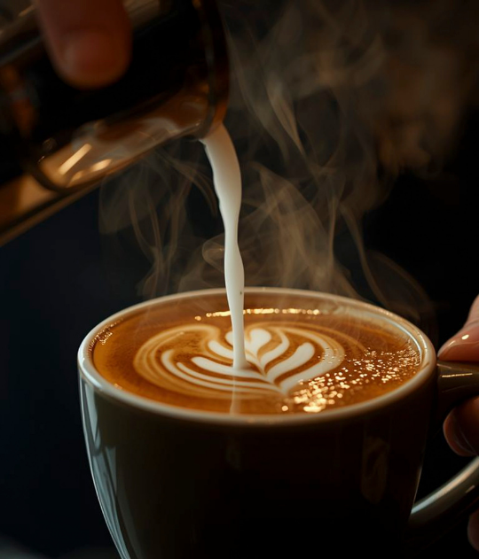 Steaming hot latte