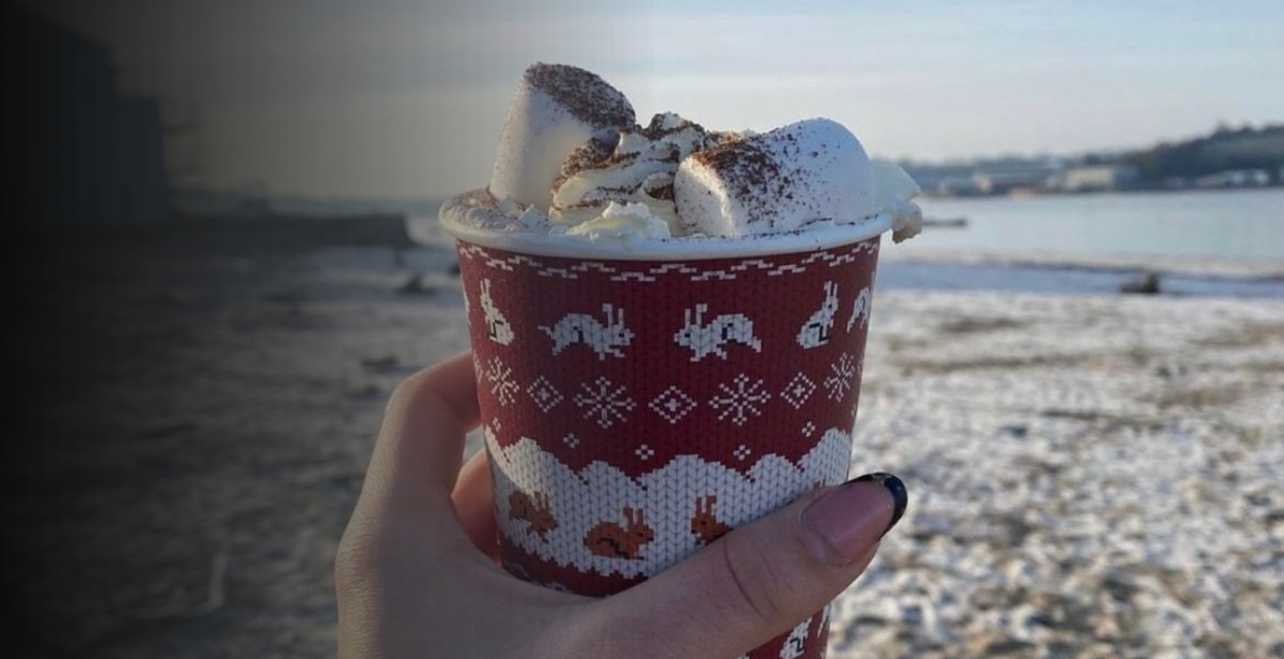 Hot chocolate & marshmallows on the beach